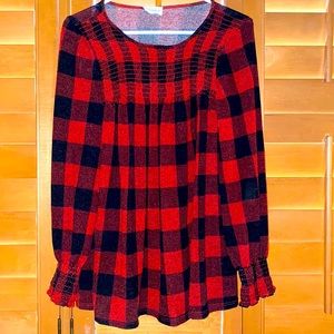 Impression long sleeve Red and black plaid